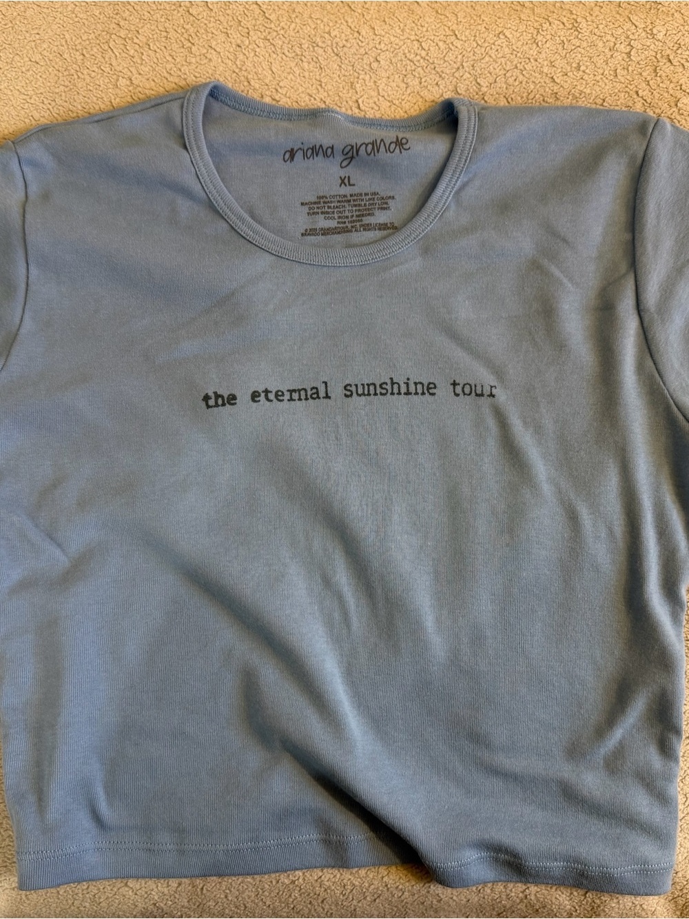 Ariana Grande 'the eternal sunshine tour' Light Blue Baby Tee